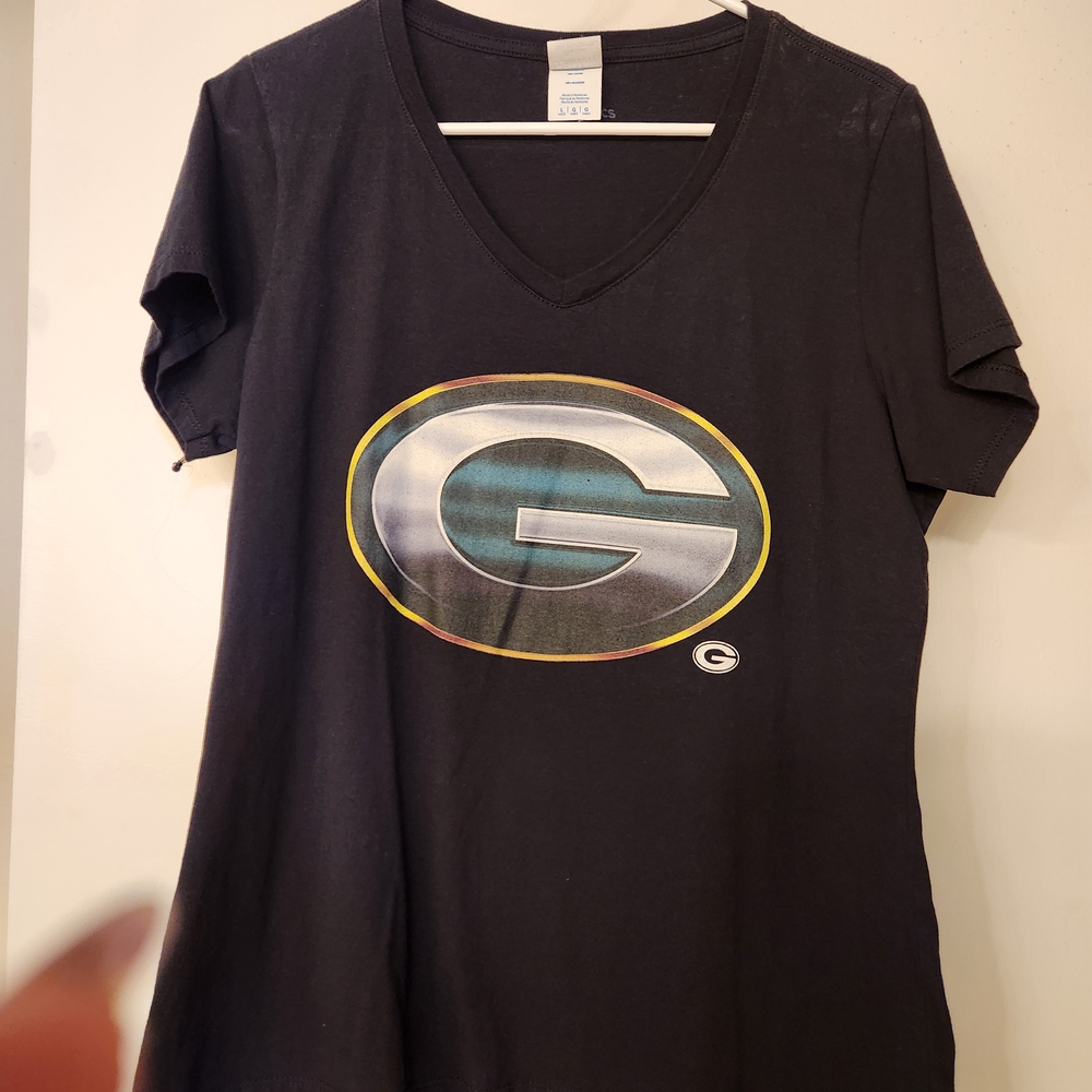 NFL Black Tee with Green and Yellow Logo